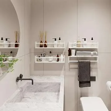 Fixwal Nursery Book Shelves, 16.5 Inch Floating Bookshelves for Nursery & Playroom, Set of 4, Solid Wood Wall Mounted Shelves for Books, Toys and Decor Storage (White)