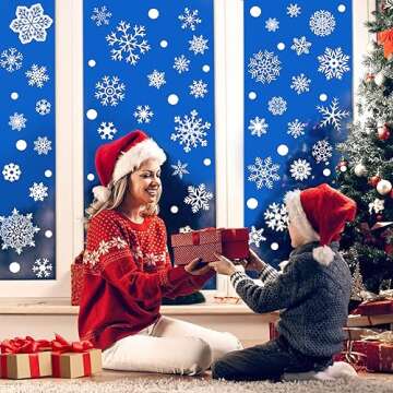 284 Pcs Christmas Window Clings - Snowflake Stickers & Decals for Festive Decor