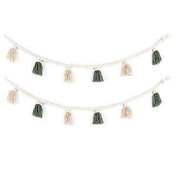 Chic 2 Pack Tassel Garland with Wood Beads for Home Decor