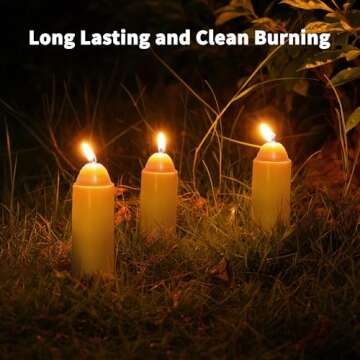 15-Hour Natural Beeswax Candles Compatible with Candle Lanterns - Smokeless Clean Long Lasting Burni...
