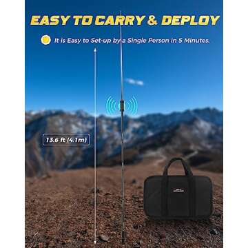 GOOZEEZOO Radio Antennas JPC-12 HF Antennas for Ham Radio with Slide Regulator 7MHz-50MHz All Band Hf Vertical Antenna 40m-6m 8 Bands JPC-12 Antenna for Outdoor 4.1 Meter(13.5Ft) (M10)