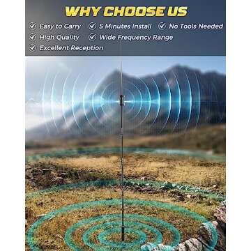 GOOZEEZOO Radio Antennas JPC-12 HF Antennas for Ham Radio with Slide Regulator 7MHz-50MHz All Band Hf Vertical Antenna 40m-6m 8 Bands JPC-12 Antenna for Outdoor 4.1 Meter(13.5Ft) (M10)