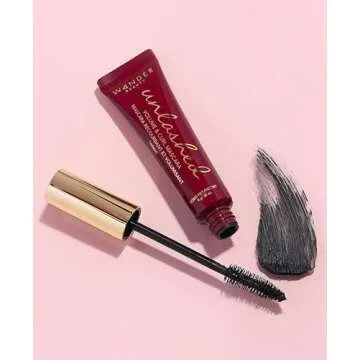 Wander Beauty Unlashed Volume & Curl Mascara - Volumizing, Lash Curling Mascara - 9 in 1 Multitasking Smudge-Proof Makeup - Nourish & Reduce Fallout With Peach Leaf, Vitamin E & B5-0.31 fl oz