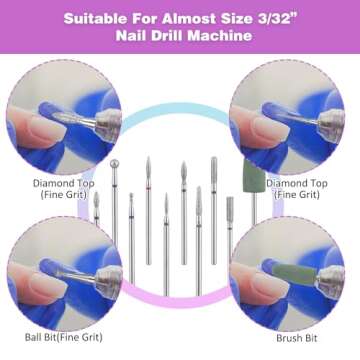 10Pcs Lusofie Nail Drill Bits for Salon and Home Use