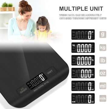 Food Scale, 11lb Kitchen Scale with 6 Units Tare Function & LCD Display, 0.05oz/1g Stainless Steel D...
