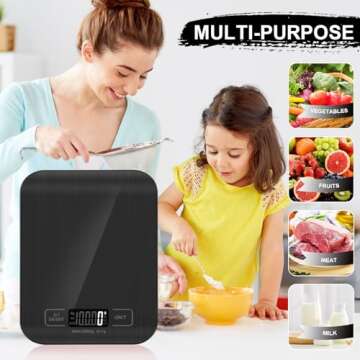Food Scale, 11lb Kitchen Scale with 6 Units Tare Function & LCD Display, 0.05oz/1g Stainless Steel Digital Food Scale Grams and Ounces for Baking, Cooking, Dieting and Meal Prep (Black)