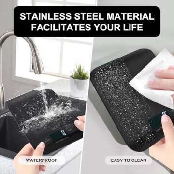 Food Scale, 11lb Kitchen Scale with 6 Units Tare Function & LCD Display, 0.05oz/1g Stainless Steel Digital Food Scale Grams and Ounces for Baking, Cooking, Dieting and Meal Prep (Black)