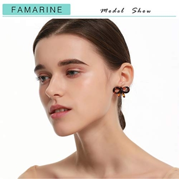 Tortoise Shell Ribbon Bow Tie Stud Earrings Acrylic Resin Lucite for Women Fashion Jewelry
