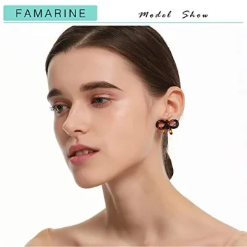 Tortoise Shell Ribbon Bow Tie Stud Earrings Acrylic Resin Lucite for Women Fashion Jewelry