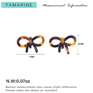 Tortoise Shell Ribbon Bow Tie Stud Earrings Acrylic Resin Lucite for Women Fashion Jewelry