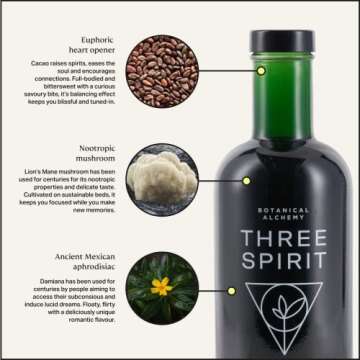 Three Spirit Non-Alcoholic Alternative Spirit - The Elixir, 50cl | Adaptogens, Cacao, Damiana & Lion...