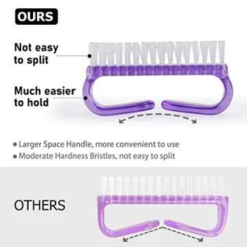 Handle Grip Nail Brush Set - 6 Pack Pedicure Scrubbing Tools for Nails