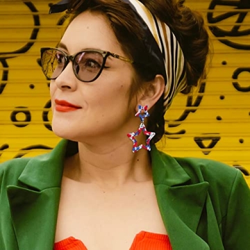 Madison Tyler Americana Collection 4th of July Jewelry | MAGA Red White and Blue Plexi Double Star Drop Dangle Post Earrings for Women (Double Star Earrings)