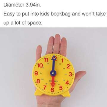 DHCHAPU Student Learning Clock Time Teacher Gear Clock 4 Inch 12/24 Hour