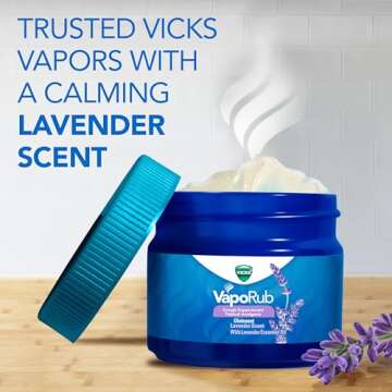 Vicks VapoRub, Lavender Scent, Cough Suppressant, Topical Chest Rub & Analgesic Ointment, Medicated ...