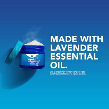 Vicks VapoRub, Lavender Scent, Cough Suppressant, Topical Chest Rub & Analgesic Ointment, Medicated Vicks Vapors, Relief from Cough Due to Cold, Aches & Pains, 1.76oz