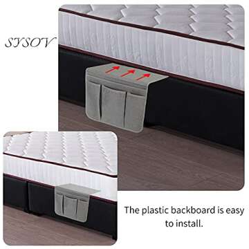 Bedside Caddy Bedside Storage Organizer Magazine Phone Tablet iPad Remote Holder, Organizer Caddy for Home College Dorm Bed, Sofa, Bunk Bed (Grey)