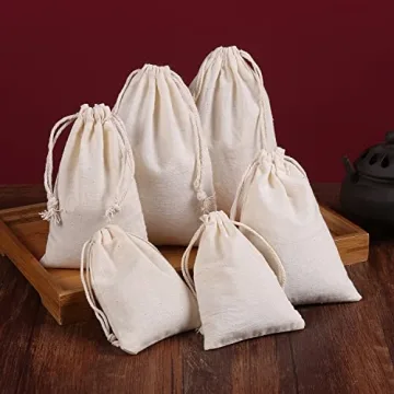 Eco-Friendly Muslin Bags 50 Pack Durable Drawstring
