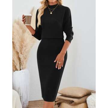 MIROL Women's Mock Neck Maxi Dress for Fall 2024