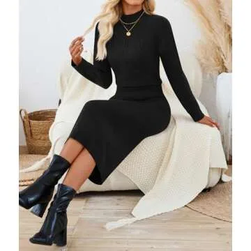 MIROL Women's Mock Neck Maxi Dress for Fall 2024