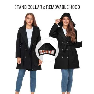 Elegant SaphiRose Women's Water-Resistant Trench Coat