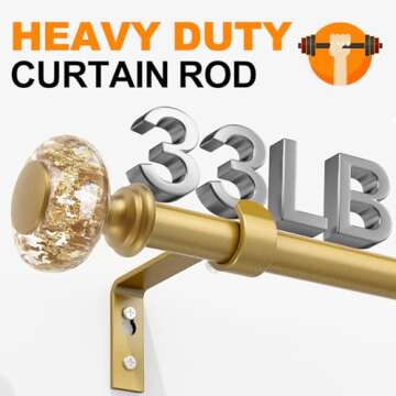 Elegant Gold Curtain Rods 66-120 Inch Adjustable Set