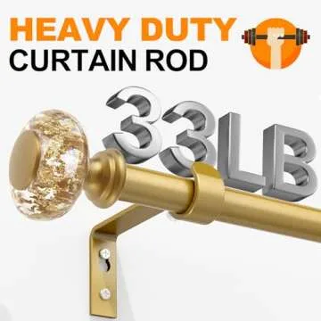 Elegant Gold Curtain Rods 66-120 Inch Adjustable Set