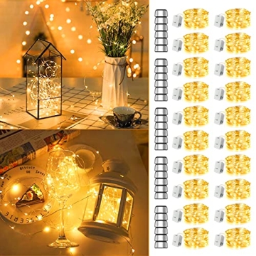 MUMUXI 20 Pack 7.2ft Fairy Lights Battery Operated String Lights, Mini LED Battery Powered Twinkle L...