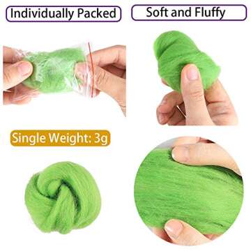 Habbi 100 Colors Needle Felting Wool - Fibre Wool Roving for DIY Craft, Needle Felt Roving for Spinn...