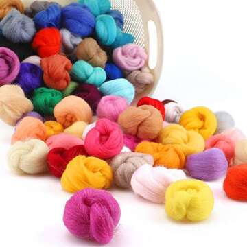 Habbi 100 Colors Needle Felting Wool - Fibre Wool Roving for DIY Craft, Needle Felt Roving for Spinning Blending Custom Colors