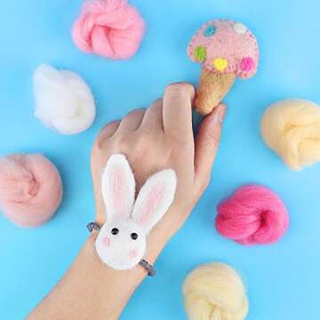 Habbi 100 Colors Needle Felting Wool - Fibre Wool Roving for DIY Craft, Needle Felt Roving for Spinning Blending Custom Colors