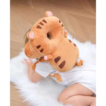JunNeng Baby Walker 3-Sided Head Protector Backpack Wear, Toddler Head Protection Safety Pad, Brown Tiger