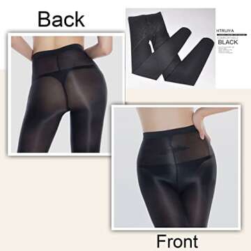 HTRUIYA Women's Sheer Reflective Shiny Silk Pantyhose 70D Flash Oil Bright Shaping Dance Stockings T...