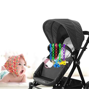 Toy Straps for Baby, 5 Pack Silicone Pacifier Clips Toddler Bottles Harness Holder for Stroller,Highchair,Crib,Shopping Trolley,Cars,Bags