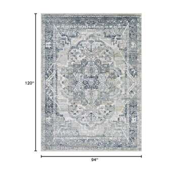 Livabliss Raii Vintage Textured Area Rug - 7'10" x 10' - Taupe/Navy