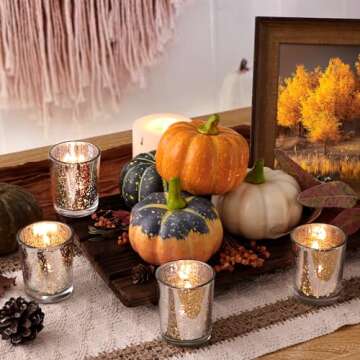 LETINE Silver Votive Candle Holders Set of 36 - Speckled Mercury Silver Glass Candle Holder Bulk - I...