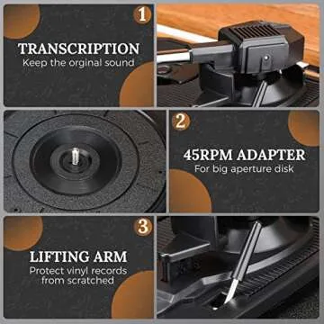 Asmuse Vinyl Record Player - Portable 3 Speed Turntable