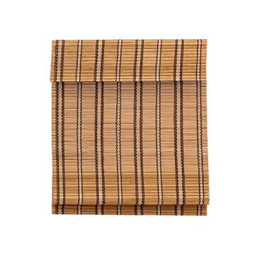 TJ Global Cordless Flatstick Bamboo Roman Window Blind Sun Shade, Light Filtering Shades with 7-Inch Valance - Natural Bamboo (44" x 64")