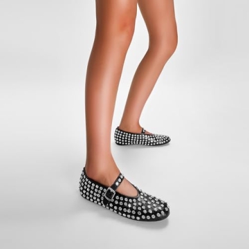 CAGLGLZ Rhinestone Ballet Flats Sparkly Women's Shoes