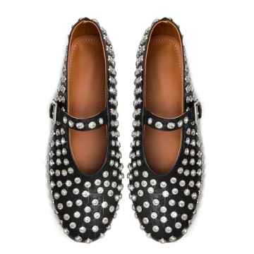 CAGLGLZ Rhinestone Ballet Flats Sparkly Women's Shoes