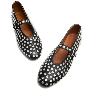 CAGLGLZ Rhinestone Ballet Flats Sparkly Women's Shoes