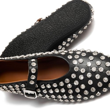 CAGLGLZ Rhinestone Ballet Flats Sparkly Women's Shoes