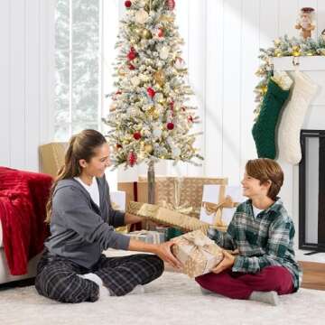 Best Choice Products Flocked Pencil Christmas Tree 7.5ft Pre-lit Alpine Slim Holiday Decoration, Lighted Skinny Décor LED Lights, Metal Stand