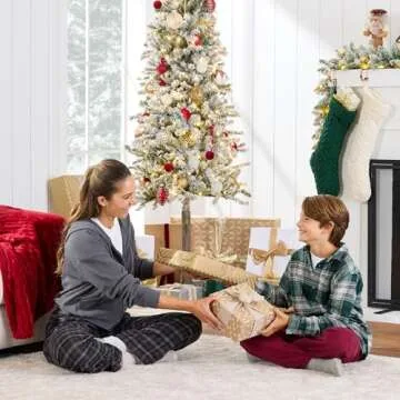 Best Choice Products Flocked Pencil Christmas Tree 7.5ft Pre-lit Alpine Slim Holiday Decoration, Lighted Skinny Décor LED Lights, Metal Stand