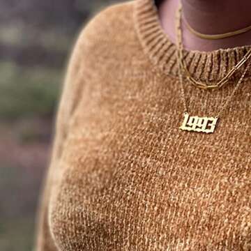 VLINRAS 1999 Necklace Gold Birth Year Necklace for Women Old English Birth Year Number Pendant Necklace Choker Birthday Christmas Gift Girls