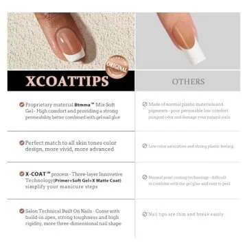 btartboxnails XCOATTIPS French Tip Nails, 300pcs Brown XS Short Square French Tip Gel Nails, French Tip Press on Nails for DIY Nail Art