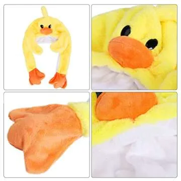 Garma Duck Hat with Moving Ears, Funny Animal Plush Hat Cap for Women Girls Halloween Costume Cosplay Christmas Holiday Party Hat