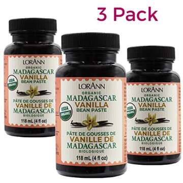 LorAnn Organic Madagascar Vanilla Bean Paste, 4 ounce - 3 pack