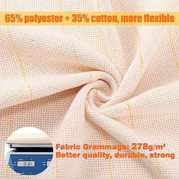 79" × 59" Large Overlocking Tufting Cloth with Marked Lines- Primary Monk's Cloth Punch Needle Fabric for DIY Rug-Punch Tufting Gun
