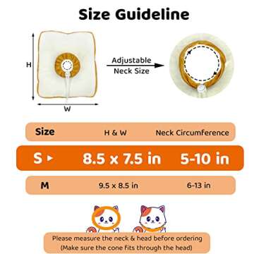 Amakunft Adjustable Cat Cone Collar Soft, Cat Recovery Collar, Cone for Cat After Surgery, Cat Neck Cone, Elizabethan Collar for Cat and Kitten (Toast S (Neck:5"-10"))